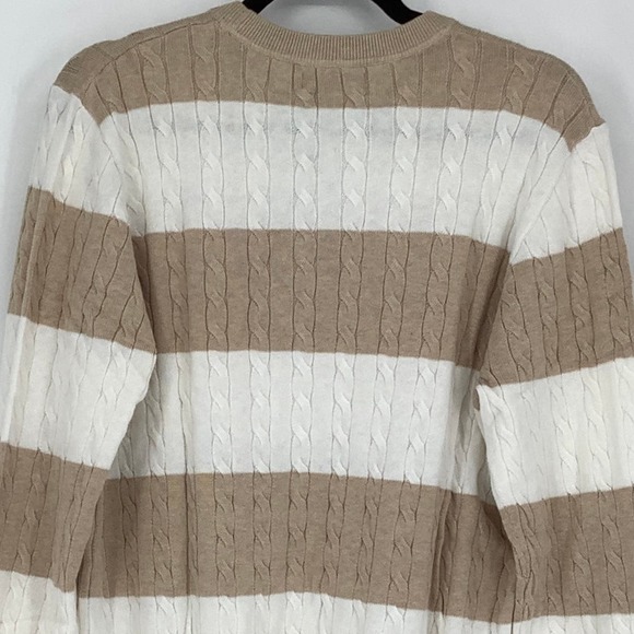 NEW! NAADAM Size Medium Cashmere Striped Cable Crewneck Sweater $375 msrp J6-8 - Picture 6 of 11